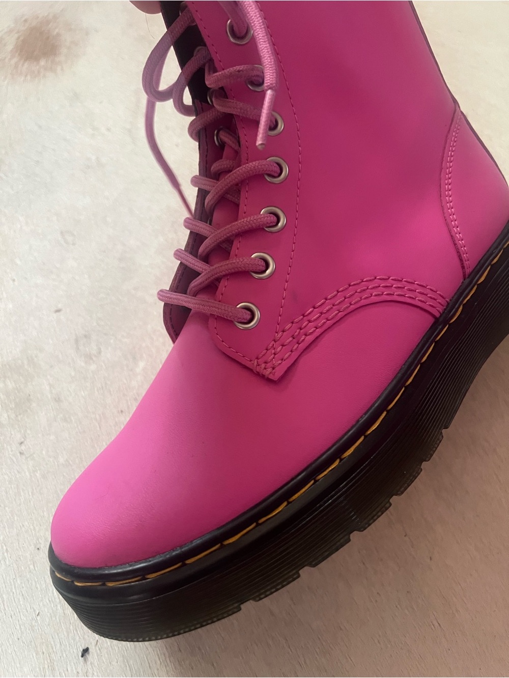 Dr. Martens Zavala Pink Lace-Up Combat Boots - Picture 7 of 11